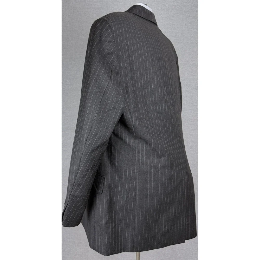 John W. Nordstrom Loro Piana Super 110s Wool Pinstripe Suit 44L 35x29 Gray